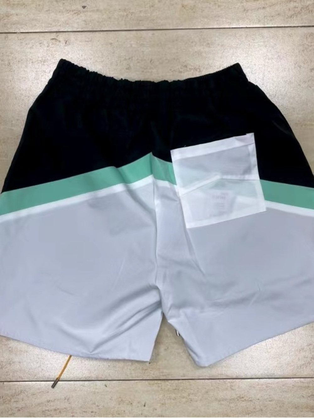 Rhude Black, White & Teal Colorblock Logo Swim Shorts - Picture 6 of 6